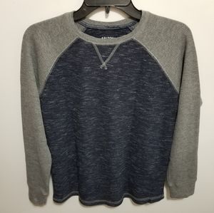 Arizona Jeans Long Sleeve Crew Neck Thermal Knit Shirt Blue Grey Boys Size Large